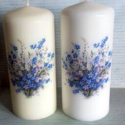 Forget Me Not Pillar Candle Eco Vegan Unscented Slow Burning - thumbnail 2