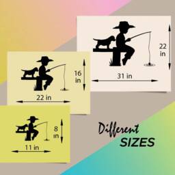 In-Style Decals Wall Vinyl Decal Home Decor Art Sticker Cute Little Boy Fishing Fish With Dog Puppy Kids Nursery Removable Mural Design 2301 - thumbnail 2