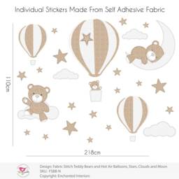 Wall Decals, Teddy Bear Hot Air Balloon Nursery Stickers - thumbnail 2