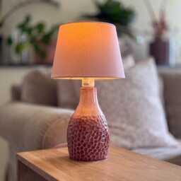 Rose Glazed Ceramic Table Lamp - Handmade Textured Bedside Night Light - thumbnail 2