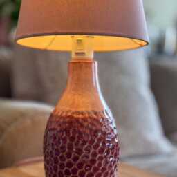 Rose Glazed Ceramic Table Lamp - Handmade Textured Bedside Night Light - thumbnail 3