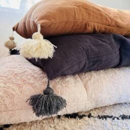 Boho Linen Cushion With Tassels, Decorative Pillow, Throw Cushion, King, Queen Size - thumbnail 2