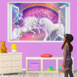 Unicorns Fairies Rainbow Fantasy Wall Sticker Decal Mural Poster Decor 206
