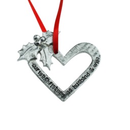 10 Year Anniversary Christmas Tree Ornament - Reads Our 10Th As Husband & Wife - thumbnail 2