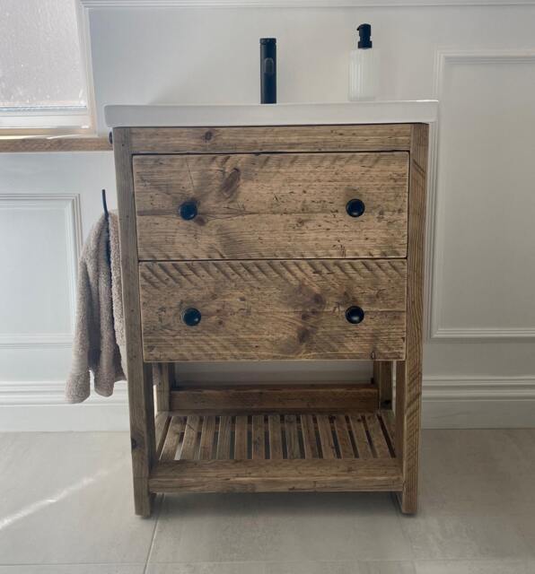 Whitley - Bathroom Vanity Unit Handmade Reclaimed Timber Rustic Cabinet Custom Size Options - image 1