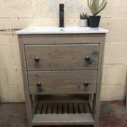 Whitley - Bathroom Vanity Unit Handmade Reclaimed Timber Rustic Cabinet Custom Size Options - thumbnail 4
