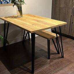 Reclaimed Wood Bench 2-Rod Black Hairpin Box Legs, Customisable Sizes & Finishes