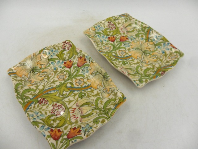 A Pair Of Soap Dishes in William Morris Golden Lily Design By Heron Cross Pottery - image 1