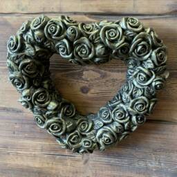 stone Garden Gold Love Heart Flower Floral Wall Plaque Gift Ornament - thumbnail 2