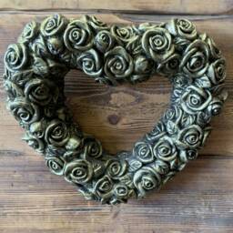 stone Garden Gold Love Heart Flower Floral Wall Plaque Gift Ornament - thumbnail 3