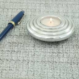 Italy Modern Pewter Table Candle Holder 25492/1 Wedding Favors For Church Elegant Design Cavagnini - thumbnail 1