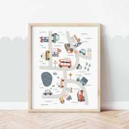 Set Of 6 Transport Prints, Personalised Vehicle Gallery Wall, Car Construction Poster Bundle - thumbnail 3