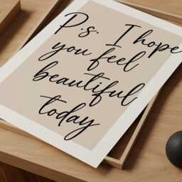 Feel Beautiful Today Print, Beige, Black, Motivational Wall Art - thumbnail 2