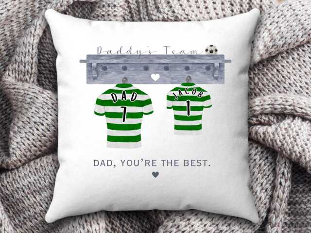 Football Gift Cushion For Dad, Personalised Daddy Christmas Gift, Fan Cushion, Dads Team, Soccer Father's Day, For Grandad - image 1