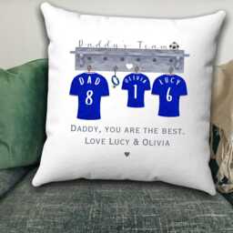 Football Gift Cushion For Dad, Personalised Daddy Christmas Gift, Fan Cushion, Dads Team, Soccer Father's Day, For Grandad - thumbnail 3