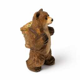 Hand-Carved Wooden Bear With Backpack Figurine - Whimsical Forest Hiker Decor Cute Wood Animal Sculpture Nature Lover Gift - thumbnail 2