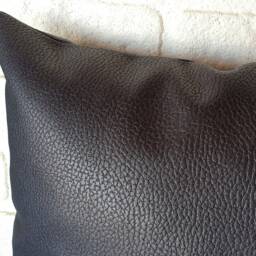 Anthracite Black Faux Leather Pillow Cover Modern Home Decor - 16'' X 16'' - thumbnail 4