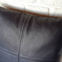 Anthracite Black Faux Leather Pillow Cover Modern Home Decor - 16'' X 16'' - thumbnail 3