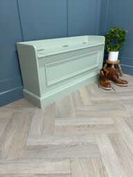 Hallway Storage Bench Seat, Bead Trim, Solid Wood, Custom Paint Colour - thumbnail 1