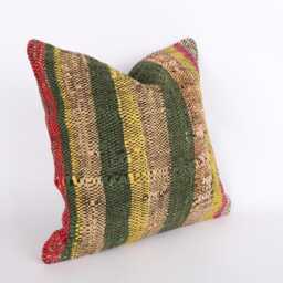 Vintage Turkish Kilim Pillow Cover Handwoven Wool Cushion - 16x16 - thumbnail 3