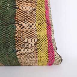 Vintage Turkish Kilim Pillow Cover Handwoven Wool Cushion - 16x16 - thumbnail 2
