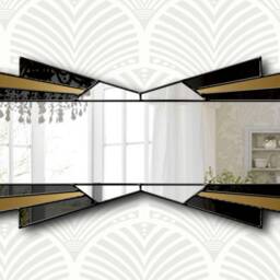 Handmade Art Deco Mirror, Black & Bronze Fan Design - thumbnail 2