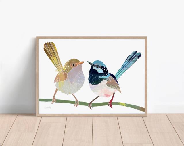Fairywren Print, Bird Superb Fairy Wren, Painting, Art, Australian Native, Australian Bird, Animal, Art - image 1