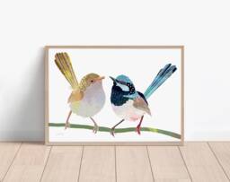 Fairywren Print, Bird Superb Fairy Wren, Painting, Art, Australian Native, Australian Bird, Animal, Art - thumbnail 1