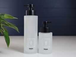 Frosted Glass Soap Dispenser With White Square Label, Choose 250Ml Or 500Ml Size & Custom Text, Elegant Eco Gift For Bathroom Home - thumbnail 1