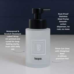 Frosted Glass Soap Dispenser With White Square Label, Choose 250Ml Or 500Ml Size & Custom Text, Elegant Eco Gift For Bathroom Home - thumbnail 3