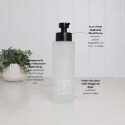 Frosted Glass Soap Dispenser With White Square Label, Choose 250Ml Or 500Ml Size & Custom Text, Elegant Eco Gift For Bathroom Home - thumbnail 3