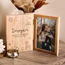Woodland Animals Engraved Photo Frame - Wooden Gift For Newborn Baby - thumbnail 1