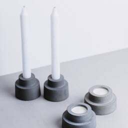 Handmade Concrete Candlestick Holder Modern Table Decor - thumbnail 3