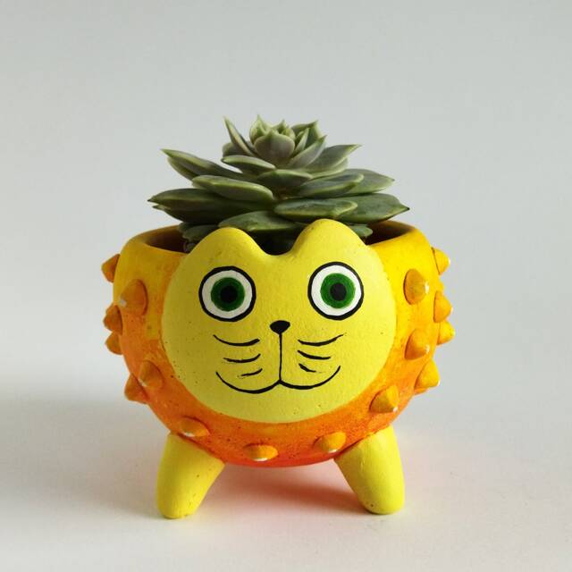 Hand-Painted Cat Planter Whimsical Succulent Pot, Lover Gift - image 1