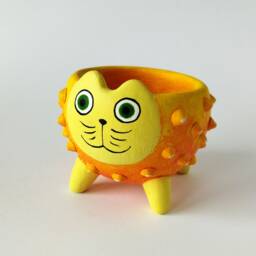 Hand-Painted Cat Planter Whimsical Succulent Pot, Lover Gift - thumbnail 2