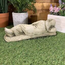 Stone Garden Laying Resting Buddha Monk Tea-Light Gift Oriental Ornament Statue - thumbnail 3