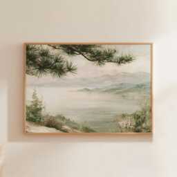 Mountain Meadow Poster, Pine Landscape Print, Nature Wall Art, Paper - thumbnail 1