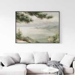 Mountain Meadow Poster, Pine Landscape Print, Nature Wall Art, Paper - thumbnail 2