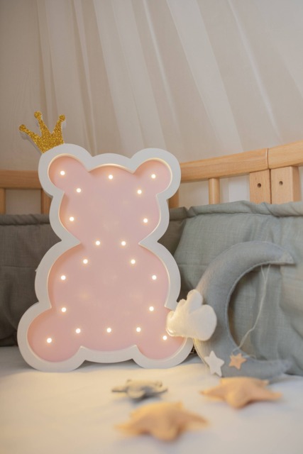 Night Light Lamp - Teddy Bear Bear Gift For Baby Kids Lamp With Crown - image 1