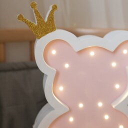 Night Light Lamp - Teddy Bear Bear Gift For Baby Kids Lamp With Crown - thumbnail 2
