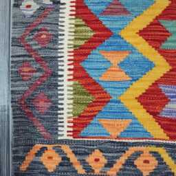 Tribal Kilim Rug, Handmade Artisan Afghan Turkish Scandinavian Navajo Bohemian Flatweave Wool Rug 109x78 cm - thumbnail 2