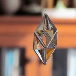 Christmas Tree Ornament - Glass Crystal Chevron Prism 3D Clear Beveled Stained Suncatcher - thumbnail 3