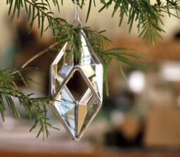 Christmas Tree Ornament - Glass Crystal Chevron Prism 3D Clear Beveled Stained Suncatcher