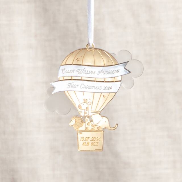Metallic Mirror Hot Air Balloon First Christmas Decoration - image 1