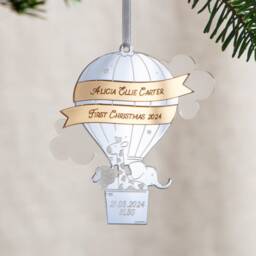 Metallic Mirror Hot Air Balloon First Christmas Decoration - thumbnail 3