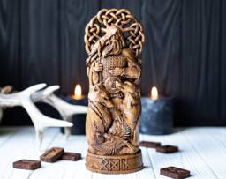 Odin Statue With Yggdrasil, Wolves Geri & Freki, Ravens Hugin Munin - Norse in Wotan Idols Scandinavian Gods Figurine - thumbnail 1