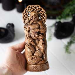 Odin Statue With Yggdrasil, Wolves Geri & Freki, Ravens Hugin Munin - Norse in Wotan Idols Scandinavian Gods Figurine - thumbnail 3