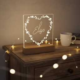Any Name & Heart Personalised Night Light Led Lamp Gift - thumbnail 4