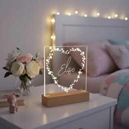 Any Name & Heart Personalised Night Light Led Lamp Gift - thumbnail 2