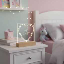 Any Name & Heart Personalised Night Light Led Lamp Gift - thumbnail 3